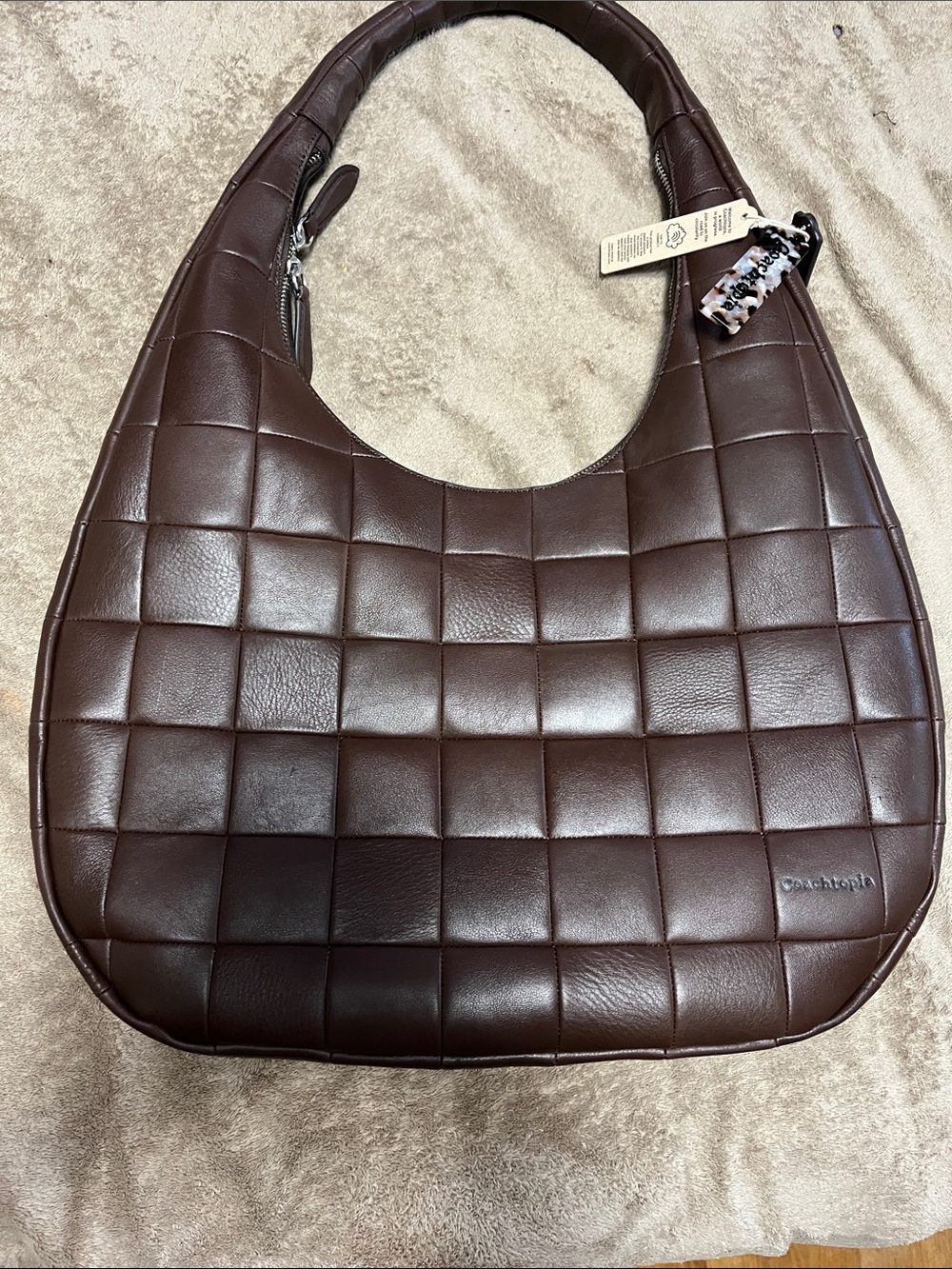 Coach Dark Brown Quilted Hobo Shoulder Bag